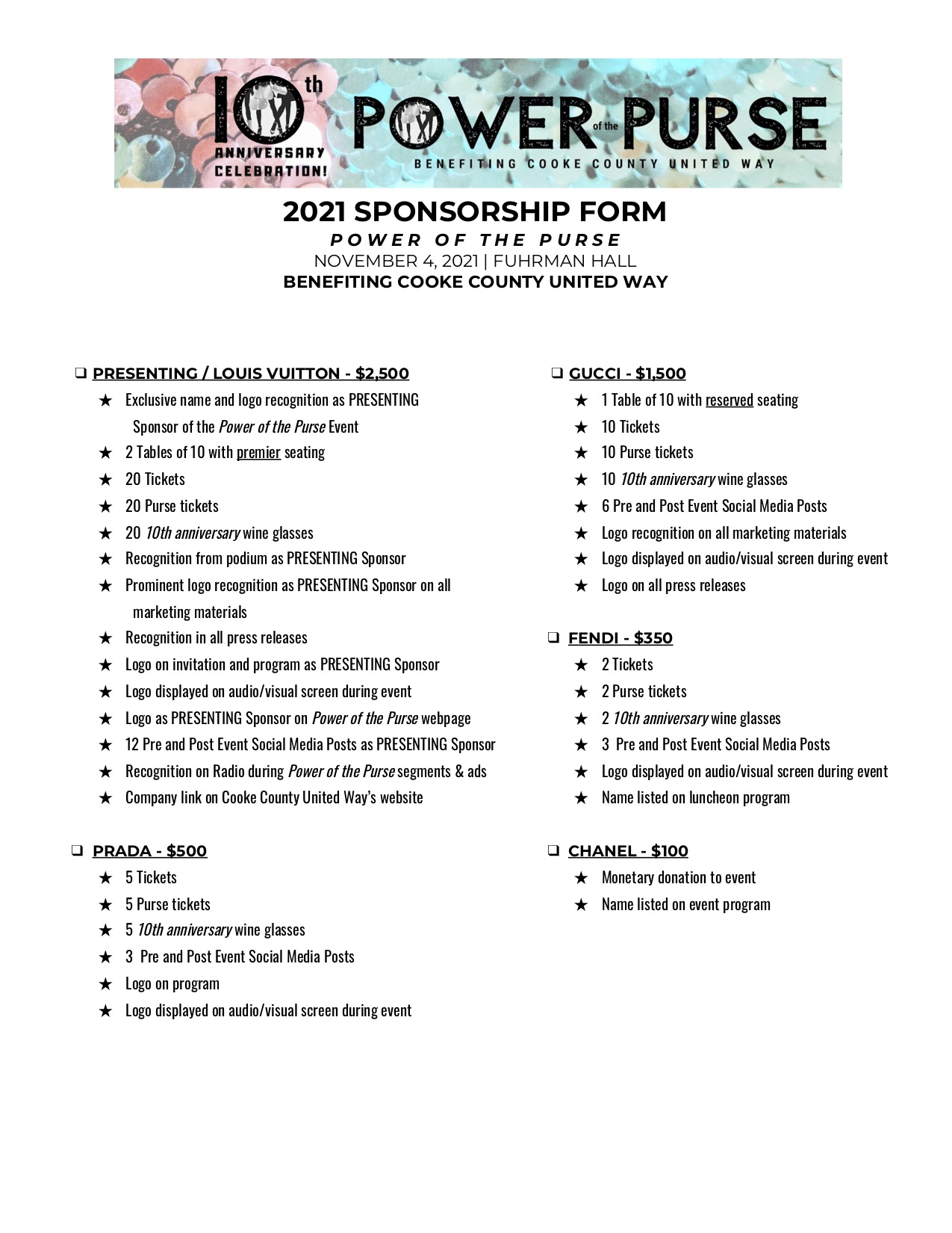 2021 Sponsorship Form